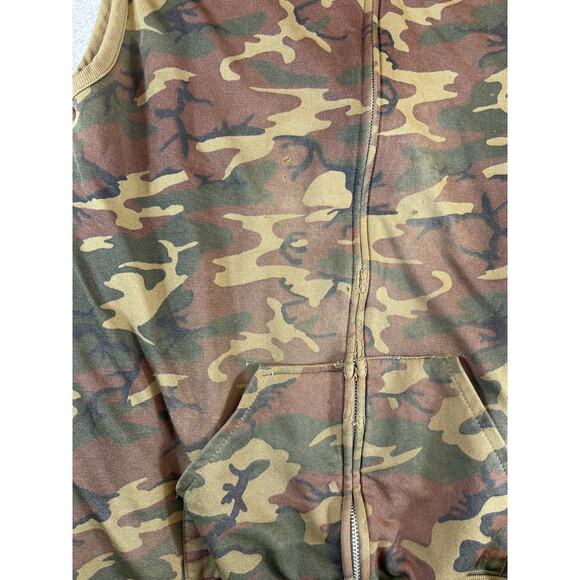 Vintage 80s Sears Fieldmaster Camo Vest Men XL Tall Camouflage Woodland Military - Picture 2 of 8